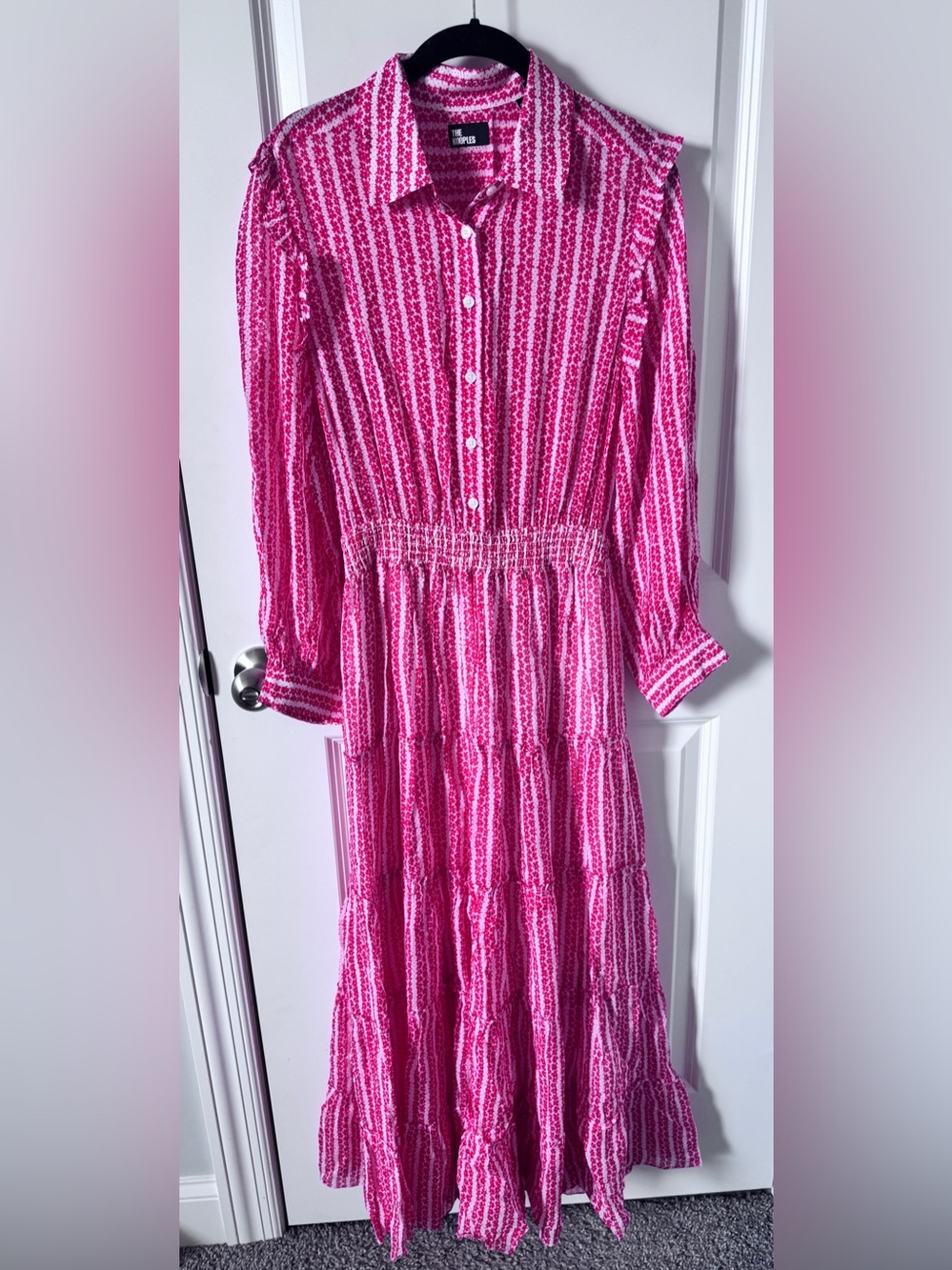 NWOT-The Kooples-Red & White Striped Button-Front Maxi Dress